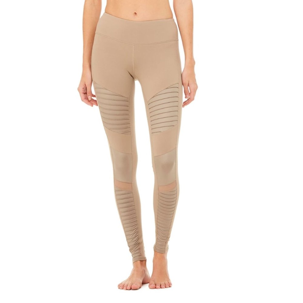 ALO Yoga Moto Leggings Mesh Tan Nude